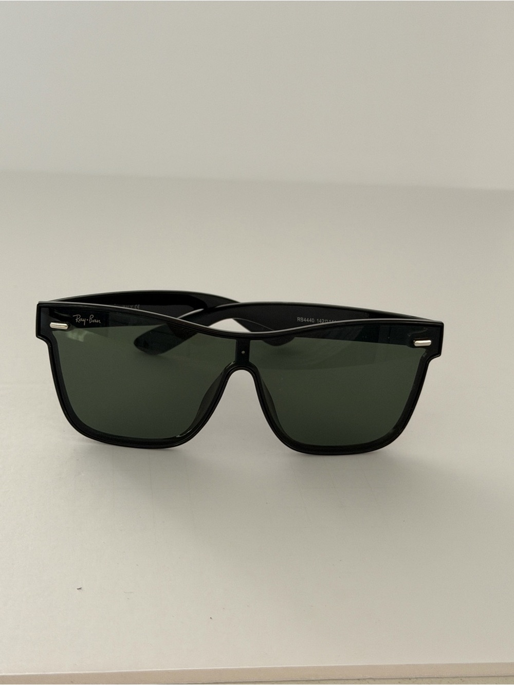Ray-Ban Black Frame Sunglasses with Dark Green Lenses